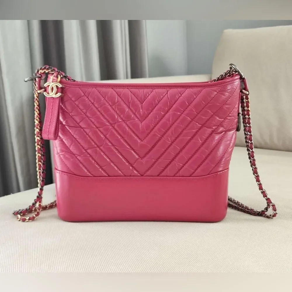 Chanel calfskin Gabrielle hobo Medium in hot pink